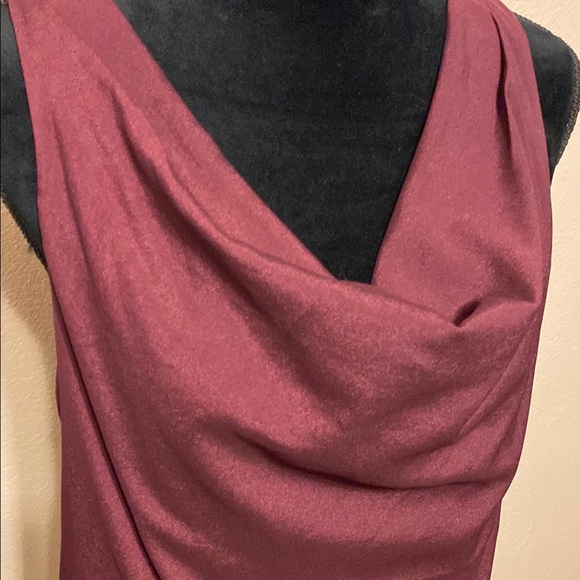 Burgundy Razorback Top with Cowl Neck - Picture 2 of 8